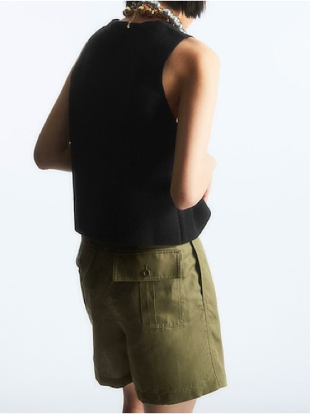 NEW COS Olive High-Waist Pleated Women’s Shorts - Picture 3 of 11